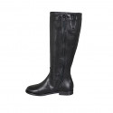 Woman's boot with zipper and elastic band in black leather heel 2 - Available sizes:  33