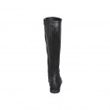 Woman's boot with zipper and elastic band in black leather heel 2 - Available sizes:  33