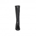 Woman's boot with zipper and elastic band in black leather heel 2 - Available sizes:  33