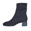 Woman's ankle boot in blue elastic fabric heel 5 - Available sizes:  32, 33, 35, 42, 44, 45