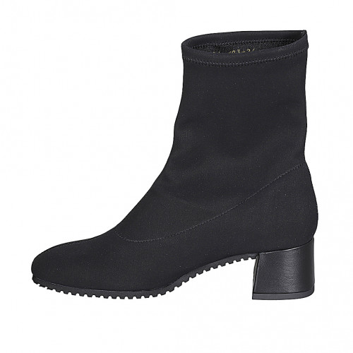 Damenstiefelette aus schwarzem elastischem Stoff Absatz 5
