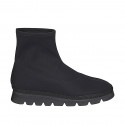 Woman's ankle boot in black elastic fabric wedge heel 3 - Available sizes:  32, 33, 34, 42, 46