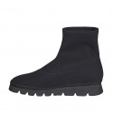 Woman's ankle boot in black elastic fabric wedge heel 3 - Available sizes:  32, 33, 34, 42, 46