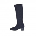 Woman's boot in blue elastic fabric heel 5 - Available sizes:  33, 34, 42, 43, 44, 45, 46