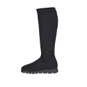 Woman's boot in black elastic fabric wedge heel 3 - Available sizes:  32, 33, 34, 35, 42, 43, 44