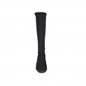 Woman's boot in black elastic fabric wedge heel 3 - Available sizes:  32, 33, 34, 35, 42, 43, 44