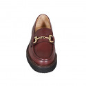 Mocassin pour femmes en cuir bordeaux avec accessoire avec talon 3 - Pointures disponibles:  33, 46