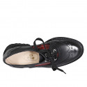 Scarpa stringata Oxford da donna con lavorazione a coda di rondine in pelle abrasivata nera e bordeaux tacco 3 - Misure disponibili: 32, 33, 43, 44, 45