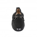 Mocassin avec elastique et accessoire pour femmes en cuir noir avec talon 2 - Pointures disponibles:  33, 42