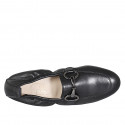 Mocassin avec elastique et accessoire pour femmes en cuir noir avec talon 2 - Pointures disponibles:  33, 42