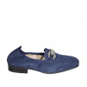 Mocassin pour femmes en daim bleu avec accessoire et elastique talon 2 - Pointures disponibles:  43, 45