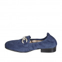 Mocassin pour femmes en daim bleu avec accessoire et elastique talon 2 - Pointures disponibles:  43, 45