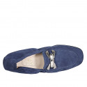 Mocassin pour femmes en daim bleu avec accessoire et elastique talon 2 - Pointures disponibles:  43, 45