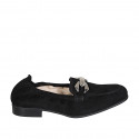Mocassin pour femmes en daim noir avec accesoire et elastique talon 2 - Pointures disponibles:  33, 44, 45
