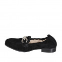 Mocassin pour femmes en daim noir avec accesoire et elastique talon 2 - Pointures disponibles:  33, 44, 45