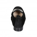 Mocassin pour femmes en daim noir avec accesoire et elastique talon 2 - Pointures disponibles:  33, 44, 45