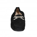 Mocassin pour femmes en daim noir avec accesoire et elastique talon 2 - Pointures disponibles:  33, 44, 45