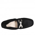 Mocassin pour femmes en daim noir avec accesoire et elastique talon 2 - Pointures disponibles:  33, 44, 45