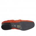 Mocasino para mujer en gamuza roja ladrillo con accesorio y elastico tacon 2 - Tallas disponibles:  43, 44, 45