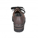 Scarpa stringata con cerniera in pelle e camoscio marrone e vernice nera zeppa 4 - Misure disponibili: 42, 43, 45, 46