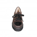 Scarpa stringata con cerniera in pelle e camoscio marrone e vernice nera zeppa 4 - Misure disponibili: 42, 43, 45, 46