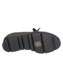 Scarpa stringata con cerniera in pelle e camoscio marrone e vernice nera zeppa 4 - Misure disponibili: 42, 43, 45, 46