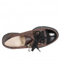 Scarpa stringata con cerniera in pelle e camoscio marrone e vernice nera zeppa 4 - Misure disponibili: 42, 43, 45, 46