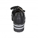 Scarpa stringata con cerniera in pelle, camoscio e vernice nera zeppa 4 - Misure disponibili: 43, 45, 46