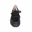 Scarpa stringata con cerniera in pelle, camoscio e vernice nera zeppa 4 - Misure disponibili: 43, 45, 46