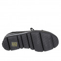 Scarpa stringata con cerniera in pelle, camoscio e vernice nera zeppa 4 - Misure disponibili: 43, 45, 46