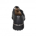 Chaussure fermée pour femmes avec courroie en T avec boucle et bout droit en cuir noir talon 3 - Pointures disponibles:  33