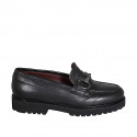 Mocassin pour femmes avec semelle amovible et accessoire en cuir noir talon 3 - Pointures disponibles:  32, 44, 46