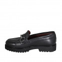 Mocassin pour femmes avec semelle amovible et accessoire en cuir noir talon 3 - Pointures disponibles:  32, 44, 46