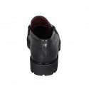 Mocassin pour femmes avec semelle amovible et accessoire en cuir noir talon 3 - Pointures disponibles:  32, 44, 46