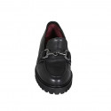 Mocassin pour femmes avec semelle amovible et accessoire en cuir noir talon 3 - Pointures disponibles:  32, 44, 46