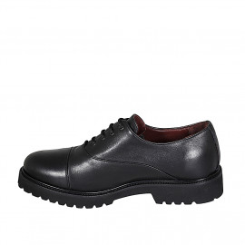 Woman's laced Oxford shoe in black leather with captoe heel 3 - Available sizes:  32 2