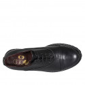 Chaussure richelieu à lacets pour femmes en cuir noir avec bout droit talon 3 - Pointures disponibles:  32, 33, 46