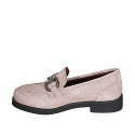 Mocassin pour femmes avec accessoire en daim taupe talon 3 - Pointures disponibles:  32, 42, 43, 45