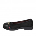 Ballerine avec accessoire et bout droit pour femmes en daim et cuir noir talon 3 - Pointures disponibles:  32, 33, 43, 46