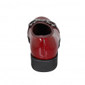 Ballerine avec accessoire et bout droit pour femmes en cuir verni bordeaux talon 3 - Pointures disponibles:  32, 33, 43