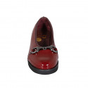 Ballerine avec accessoire et bout droit pour femmes en cuir verni bordeaux talon 3 - Pointures disponibles:  32, 33, 43