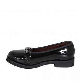 Woman's ballerina with accessory and captoe in black patent leather heel 3 - Available sizes:  32 2
