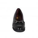 Ballerine avec accessoire et bout droit pour femmes en cuir verni noir talon 3 - Pointures disponibles:  32, 44