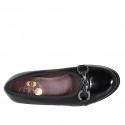 Ballerine avec accessoire et bout droit pour femmes en cuir verni noir talon 3 - Pointures disponibles:  32, 44