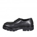Scarpa stringata derby da donna in pelle nera con tacco 3 - Misure disponibili: 32, 42, 43, 44, 47