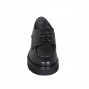 Scarpa stringata derby da donna in pelle nera con tacco 3 - Misure disponibili: 32, 42, 43, 44, 47