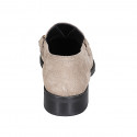 Mocasín para mujer con accesorio en gamuza gris perla tacon 3 - Tallas disponibles:  35, 42, 44, 47