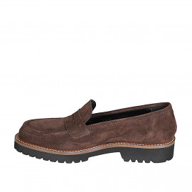 Mocassin pour femmes en daim marron talon 3 - Pointures disponibles:  45 2