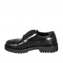 Scarpa stringata derby da donna in pelle abrasivata nera con coda di rondine tacco 3 - Misure disponibili: 32, 33, 35