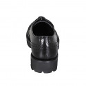 Scarpa stringata derby da donna in pelle abrasivata nera con coda di rondine tacco 3 - Misure disponibili: 32, 33, 35